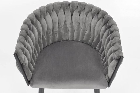 Krzesło welurowe glamour ROZO - czarno-szare