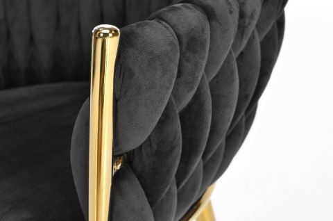 Krzesło welurowe glamour ROZO - czarne, złote nogi