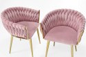 Krzesło welurowe glamour ROSA - różowe, złote nogi