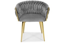Krzesło glamour welurowe plecione ROSA - szare