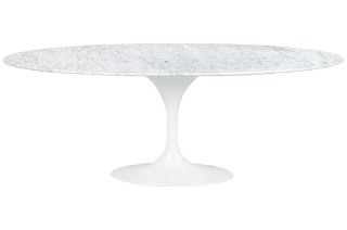 Stół TULIP ELLIPSE MARBLE CARRARA biały - blat owalny marmurowy, metal