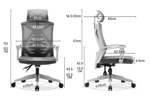 Fotel ergonomiczny ANGEL biurowy obrotowy Spino szary ANGEL