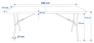 Stół cateringowy PARTY BLACK składany w walizkę 180 cm