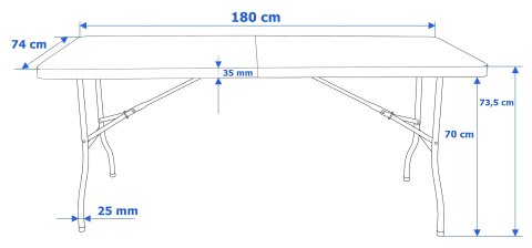 Stół cateringowy PARTY BLACK składany w walizkę 180 cm