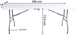 Stół cateringowy PARTY WHITE składany w walizkę 180 cm