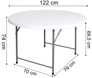 Stół cateringowy składany BRISTOL 120 cm biały