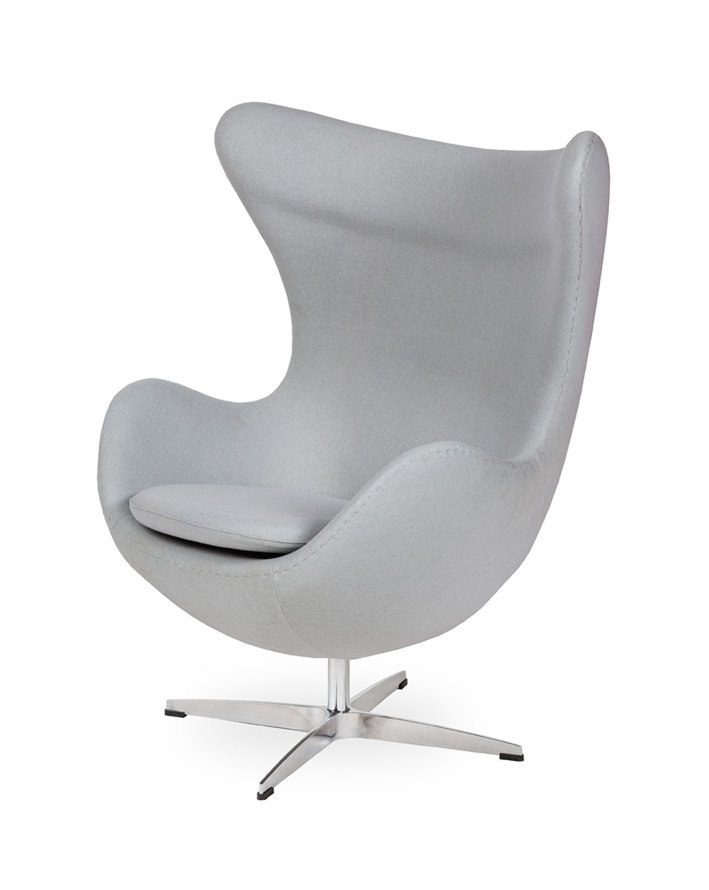 Fotel EGG CLASSIC szary popielaty.18 - wełna, podstawa aluminiowa King Home