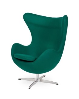 Fotel EGG CLASSIC szmaragdowy zielony.41 - wełna, podstawa aluminiowa King Home