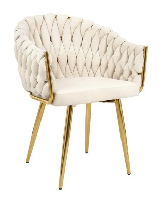 Krzesło welurowe glamour CORDA - beż/złoto