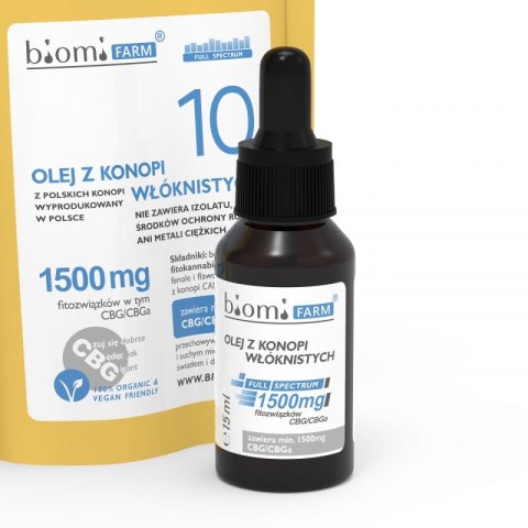 Olej konopny CBG 1500mg fitozwiązków full spectrum15ml