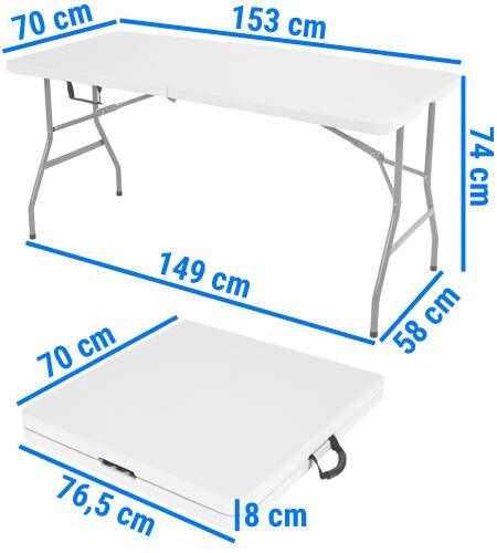 Stół cateringowy składany GREG - 150 cm - biały