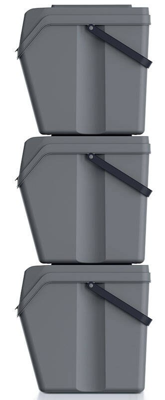 Zestaw czterech pojemników do segregacji śmieci 25 litrów SORTIBOX - kamienny szary Zestaw czterech pojemników do segregacji śmieci 25 litrów SORTIBOX - kamienny szary