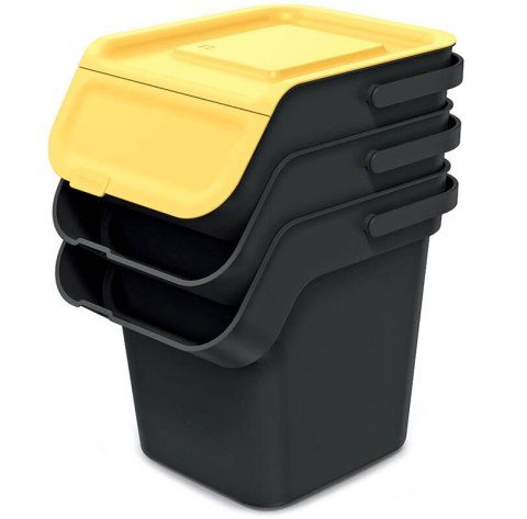 Zestaw trzech pojemników na odpady 20 litrów KADDI Q SET - czarny Zestaw trzech pojemników na odpady 20 litrów KADDI Q SET - czarny