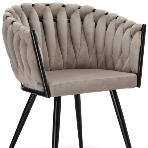 Krzesło plecione aksamitne ASTON Velvet Beżowe Taupe