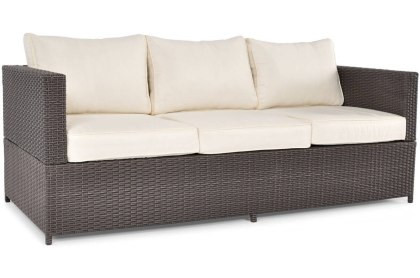 Sofa ogrodowa 3-osobowa z technorattanu MALAGA - brązowa