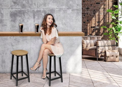 Krzesło barowe metalowe FLINT MODERN OAK