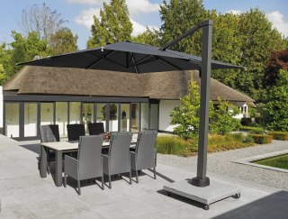 Parasol Palermo 3x3 Lava z granitową podstawą na kółkach + pokrowiec