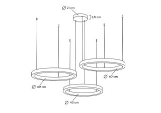 Lampa wisząca RING 40 + 60 + 60 złota na jednej podsufitce