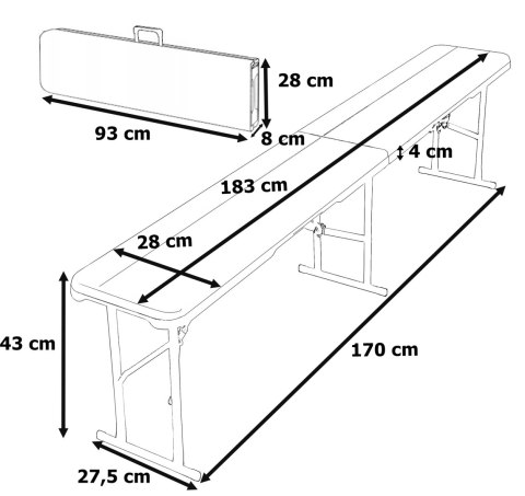Ławka cateringowa WOODLAND składana czarny mat
