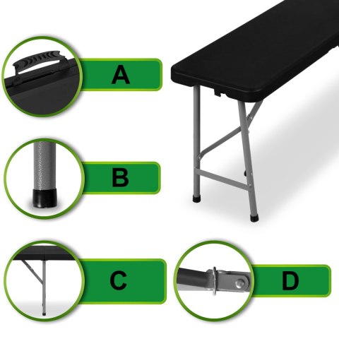 Ławka cateringowa składana w walizkę 180 cm czarna