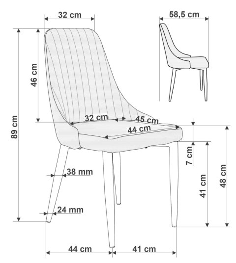 Krzesło aksamitne LORIENT Velvet Czarny