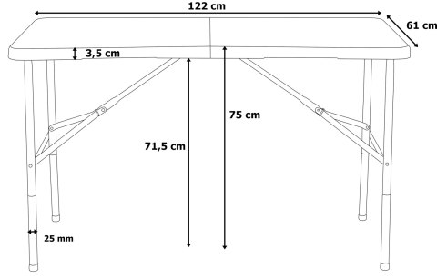 Stół cateringowy JUNE składany w walizkę 120 cm biały Stół cateringowy JUNE składany w walizkę 120 cm biały