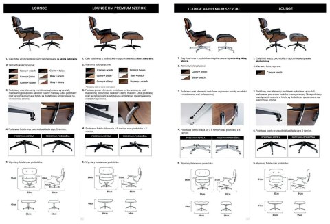 Fotel LOUNGE HM XL czarny / orzech z podnóżkiem