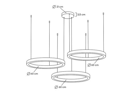 Lampa wisząca RINGO 60 + 60 + 60 złota na jednej podsufitce