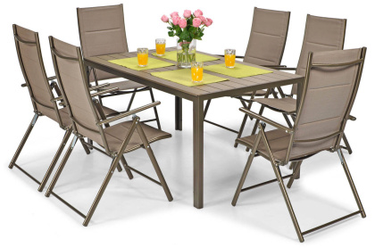 Zestaw mebli ogrodowych 6 osobowy - stół i krzesła - MODERN - brązowy