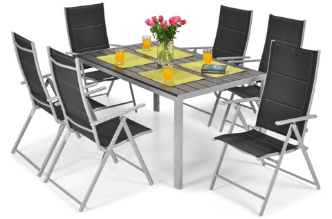Zestaw ogrodowy stół i krzesła dla 6 osób MODERN - Czarne