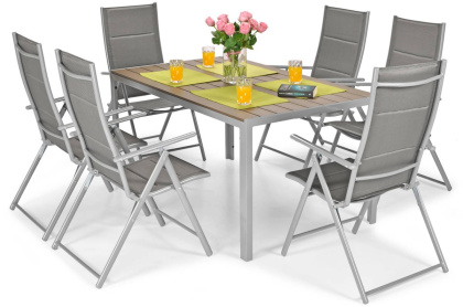 Zestaw mebli ogrodowych stół i krzesła 6 osobowy MODERN - srebrny