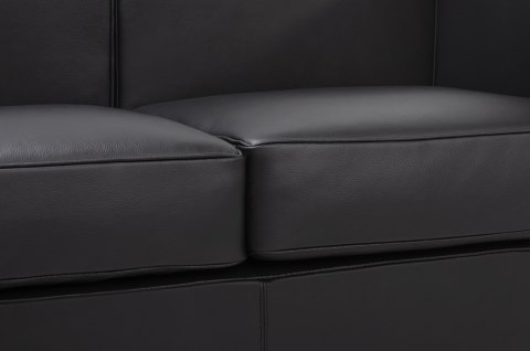 Sofa trzyosobowa SOFT LC2 czarna - włoska skóra naturalna, metal