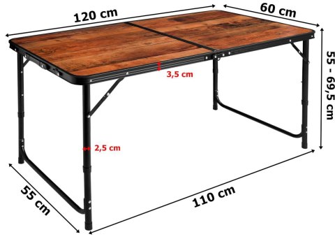 Stolik turystyczny TRIP kempingowy 120x60 cm loft Stolik turystyczny TRIP kempingowy 120x60 cm loft
