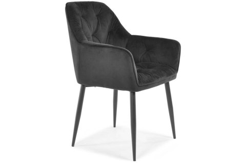 Krzesło welurowe Emily - czarne