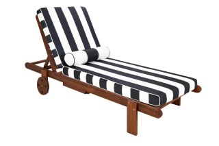 Leżak drewniany z poduszką i materacem NUBE - biało-czarny