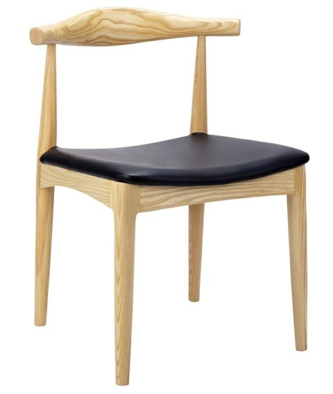 Krzesło ELBO naturalne - drewno jesion, ekoskóra czarna