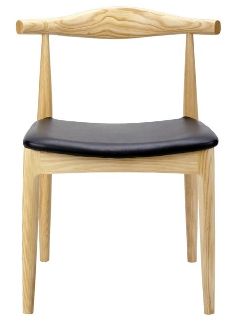 Krzesło ELBO naturalne - drewno jesion, ekoskóra czarna