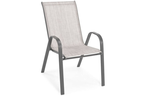 Meble ogrodowe PORO stół 150x90 cm i 6 krzeseł - szaro-czarne