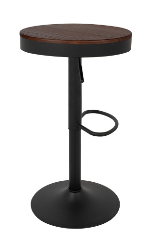 Krzesło barowe regulowane VIVA czarne/ciemny wiąz