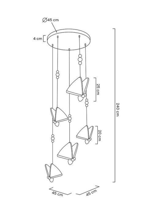 Lampa wisząca PAPILLON 5 złota