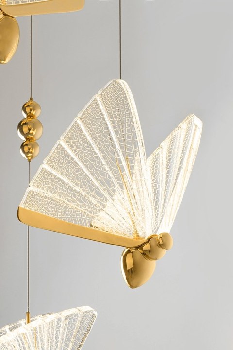 Lampa wisząca PAPILLON 5 złota