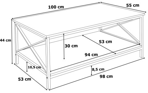 Stolik kawowy ława loft HERNING MODERN OAK