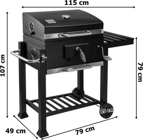 Grill węglowy ogrodowy MEJOR z pokrywą na kółkach