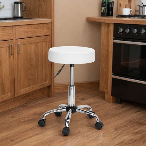 Taboret kosmetyczny na kółkach TULSA biały Taboret kosmetyczny na kółkach TULSA biały