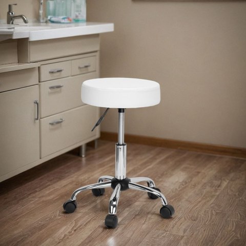 Taboret kosmetyczny na kółkach TULSA biały Taboret kosmetyczny na kółkach TULSA biały