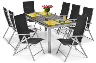 Zestaw ogrodowy stół i krzesła dla 8 osób MODERN MAX - Czarny
