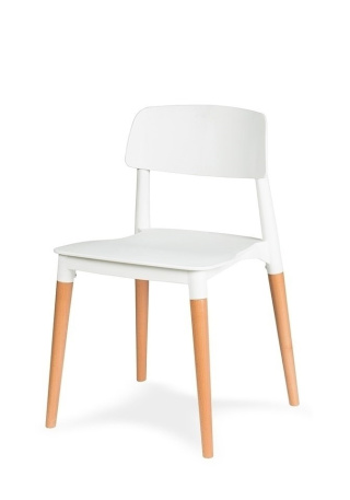 Krzesło EKKO białe - polipropylen, podstawa bukowa