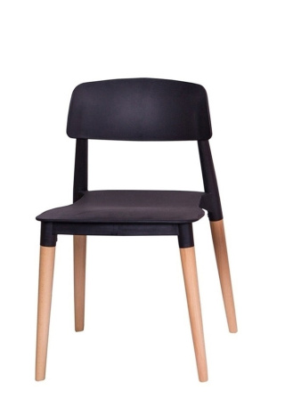 Krzesło EKKO czarne - polipropylen, podstawa bukowa