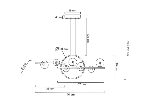 Lampa wisząca ALURNE LINE TWICE 90 czarna