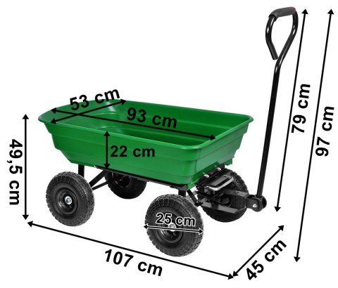 Wózek ogrodowy wywrotka GARTEN zielony